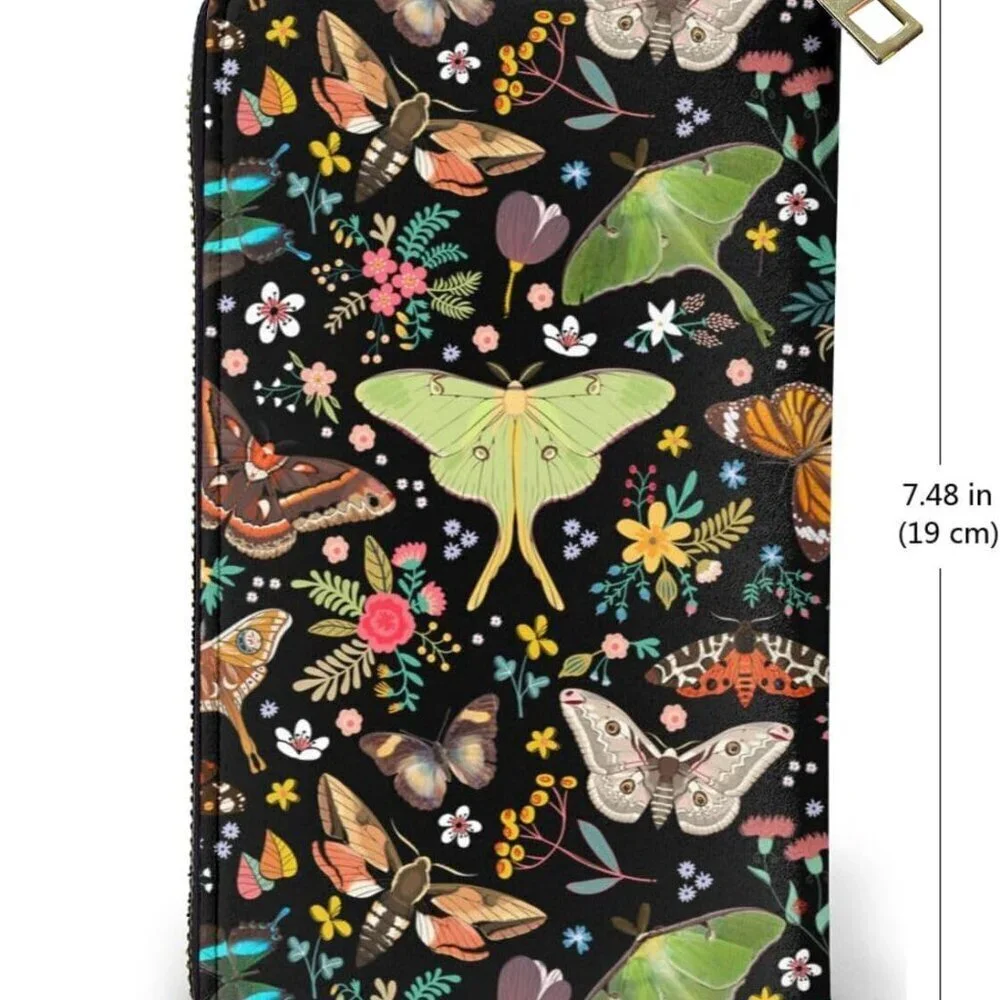 Leather Wallet Clutch Slim Compact Phone Wallet Keys Credit Cards